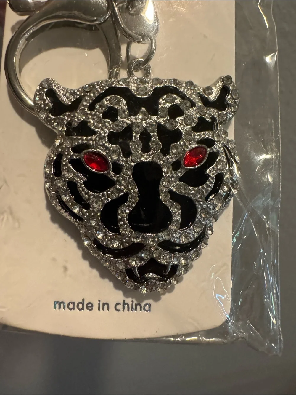 Leopard Silver-Tone Keychain or bag charm